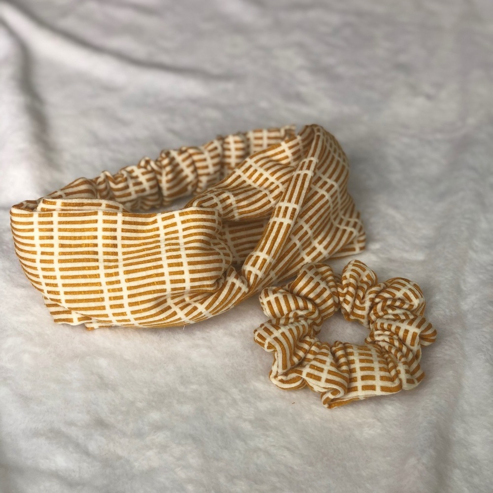 Matching Fall Knotted Headband and Scrunchie Set